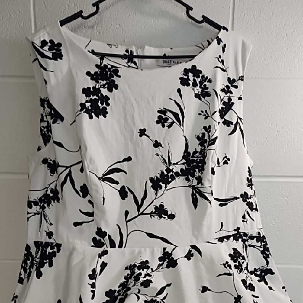 Fit N Flare Retro Black and White Sleeveless Cotton Stretch Dress 22W - Picture 13 of 13